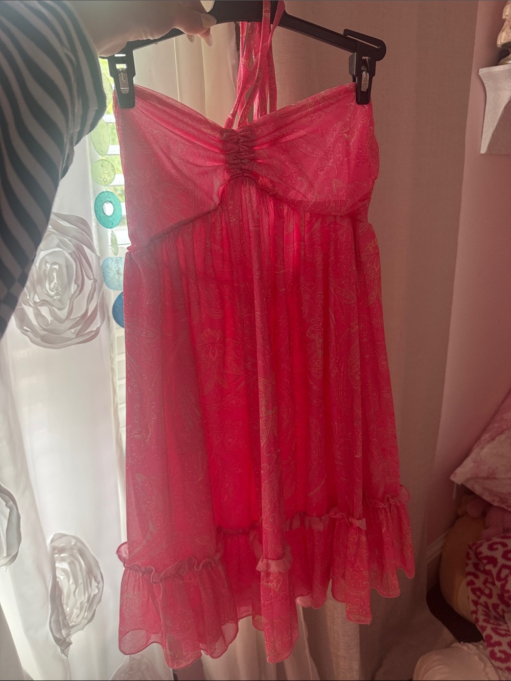 SHEIN Hot Pink Floral Ruffle Sundress